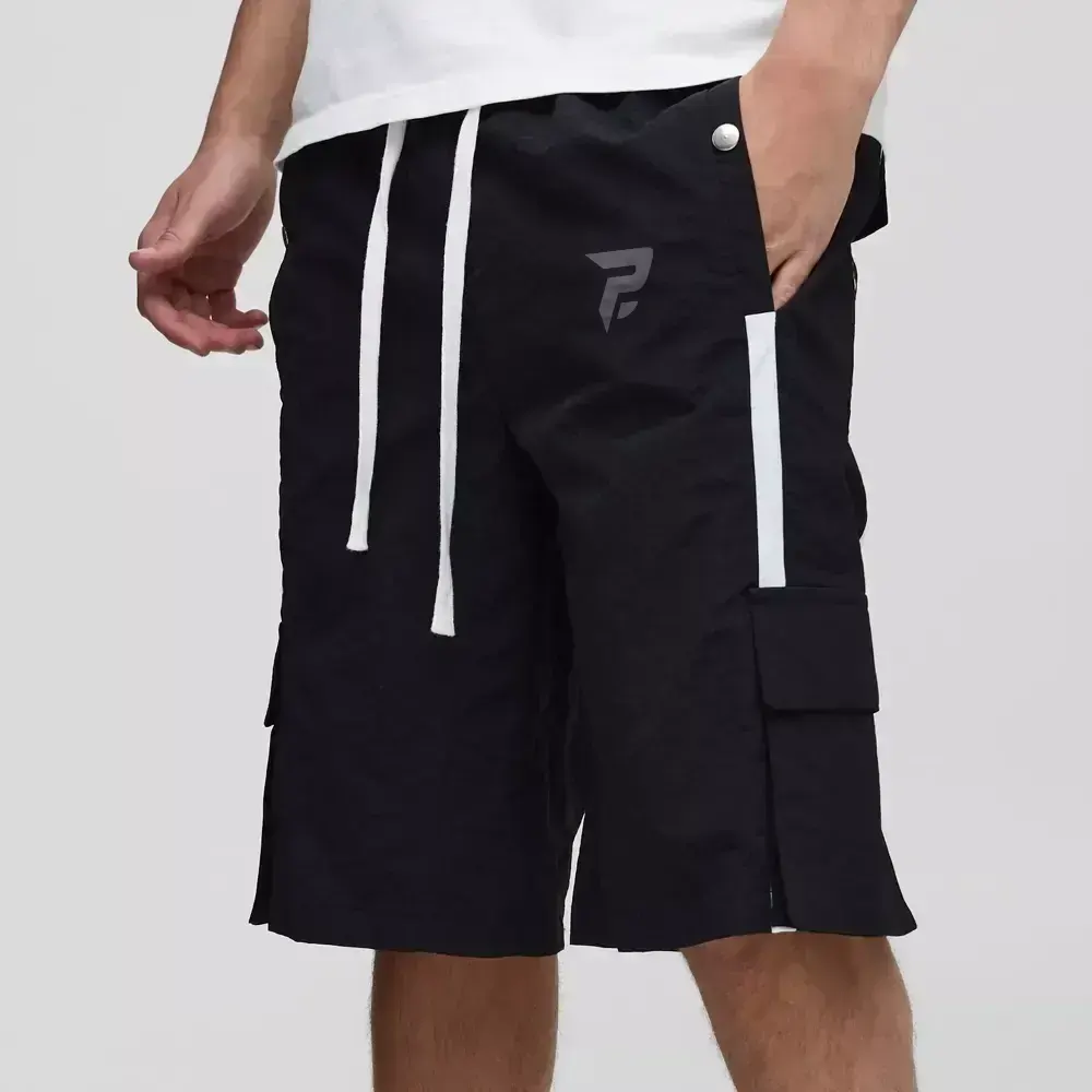 Baggy Long Length Nylon Cargo Shorts