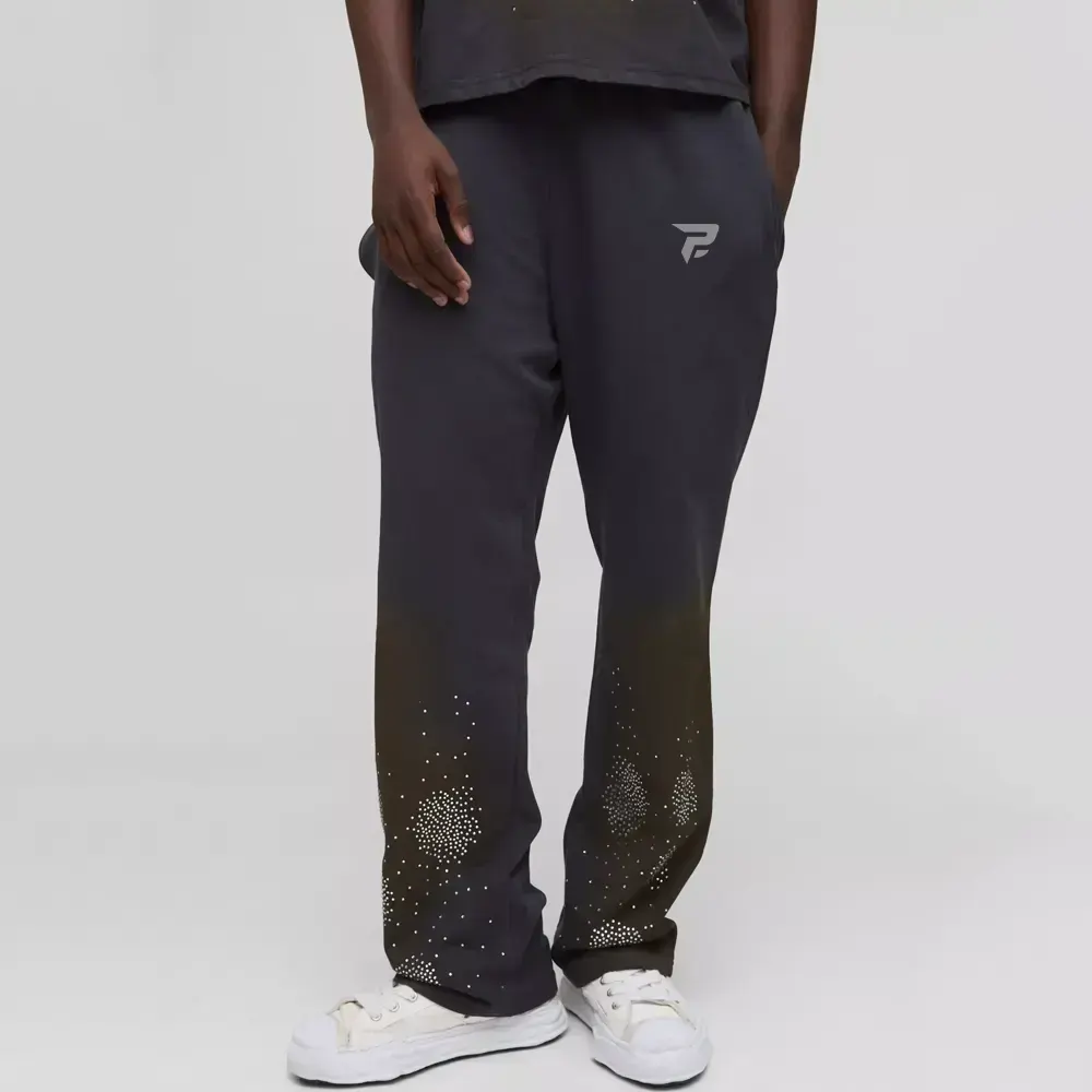 Relaxed Fit Washed Rhinestone Joggers